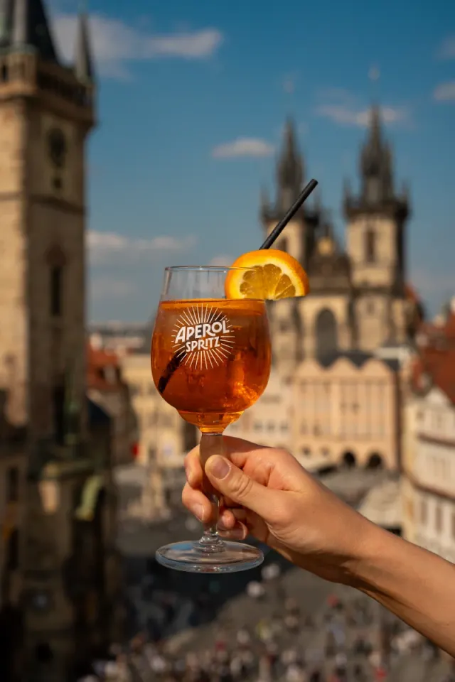 Aperol Spritz served on the Terrace at Terasa U Prince